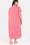 Zivame True Curv Floral Pop Woven Mid Length Nightdress - Coral Paradise — thumbnail 4